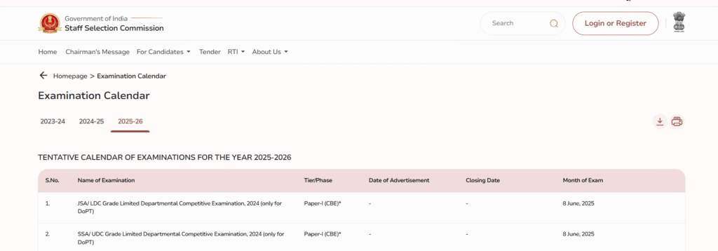 SSC JSA/LDC Exam Date 2025
