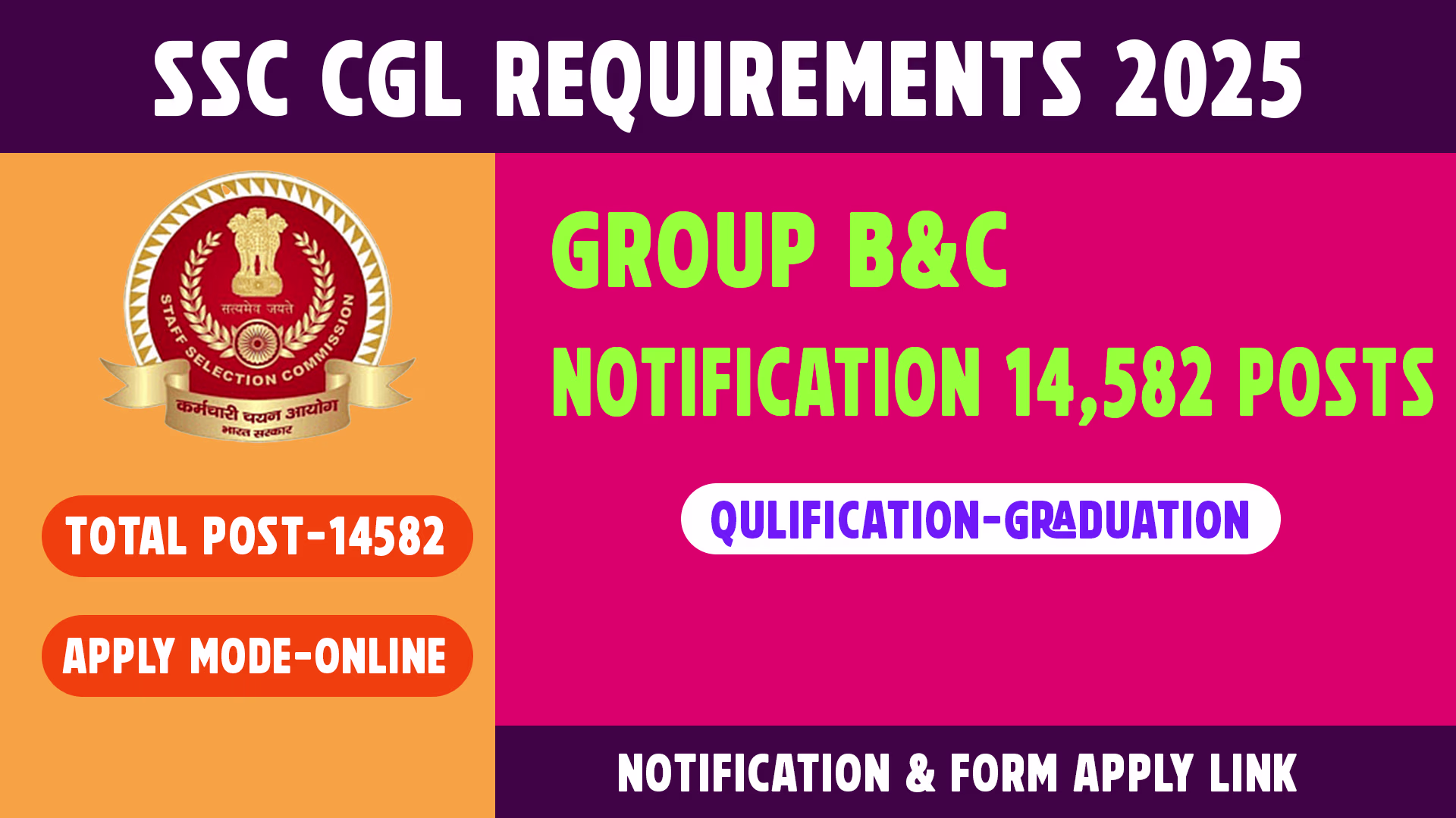 SSC CGL Vacancy 2025 Notification