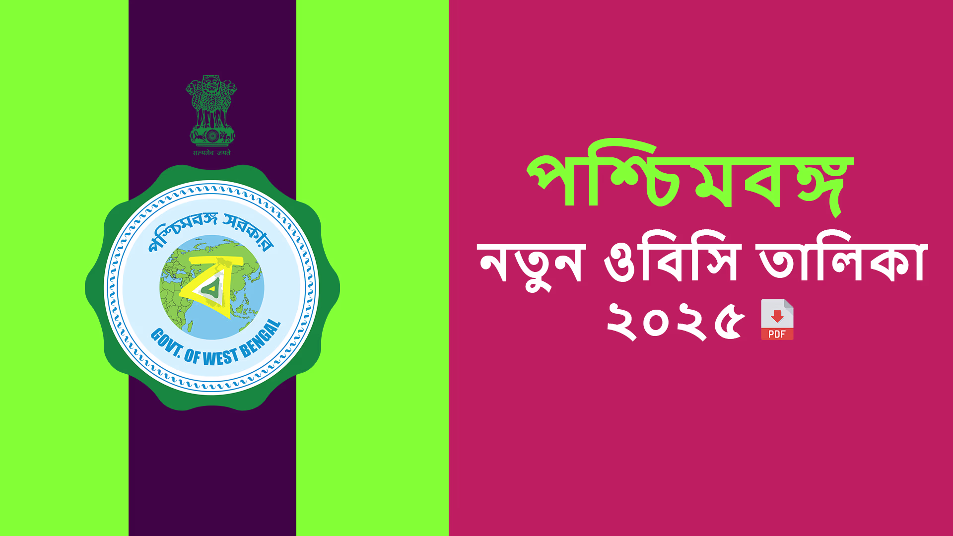 West Bengal New OBC-A and OBC-B List 2025 PDF